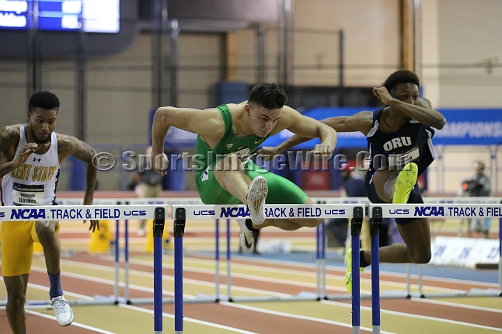 2016NCAAIndoorsFri-0079.JPG - Devon Allen of Oregon runs the fastest 60m hurdle qualifying time 7.58 seconds during the NCAA Indoor Track & Field Championships Friday, March 11, 2016, in Birmingham, Ala. (Spencer Allen/IOS via AP Images)